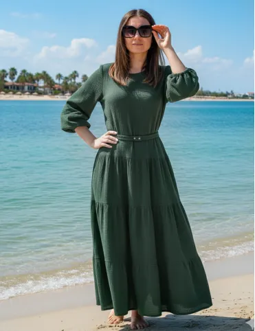 Long Dress Muslin with Elasticated Waist Sandra