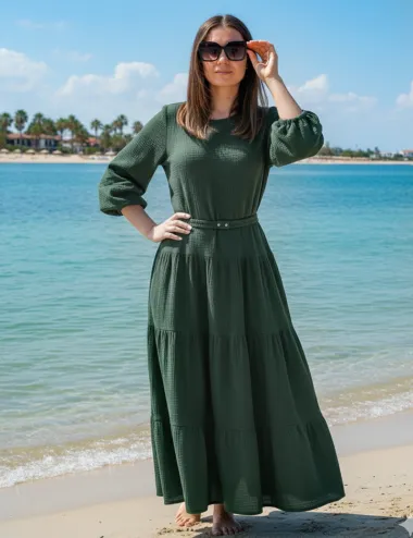 Long Dress Muslin with Elasticated Waist Sandra