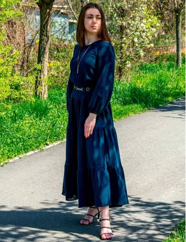 Dark blue muslin maxi dress Sandra