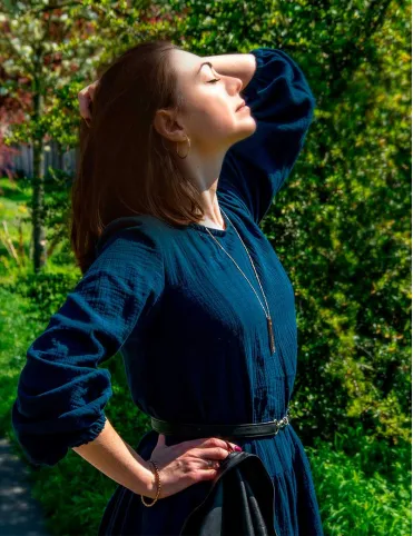 Dark blue muslin maxi dress Sandra