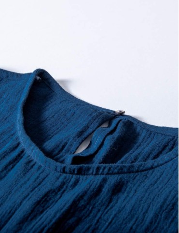 Dark blue muslin maxi dress Sandra