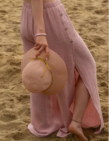 Loose women's palazzo pants with wide pants and side slits HAREMKI