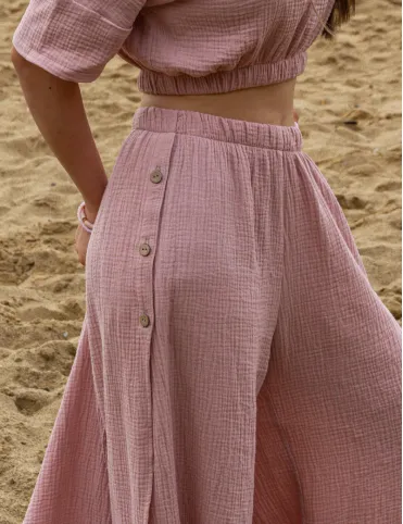 Loose women's palazzo pants with wide pants and side slits HAREMKI