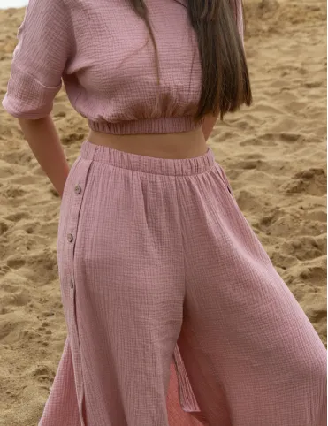 Loose women's palazzo pants with wide pants and side slits HAREMKI