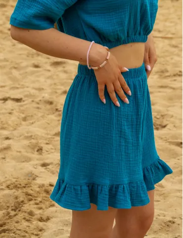 Women's muslin shorts with frill Eva