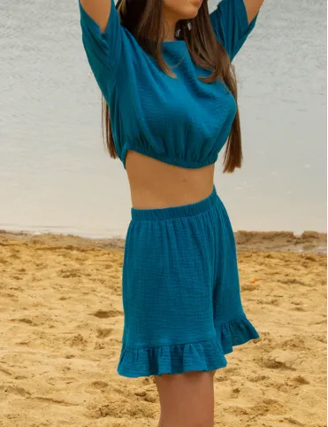 Женские муслиновые шорты с оборкой Eva