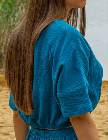 Wygodny letni top damski z rękawem do łokcia Lora