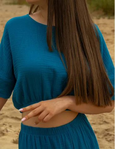 Wygodny letni top damski z rękawem do łokcia Eva