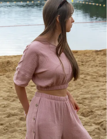 Wygodny letni top damski z rękawem do łokcia Lora