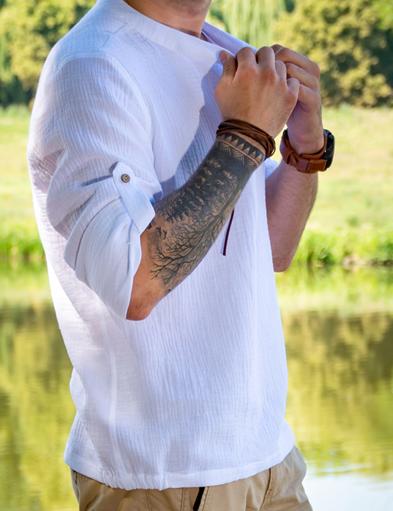 White Men's Cotton Muslin Shirt