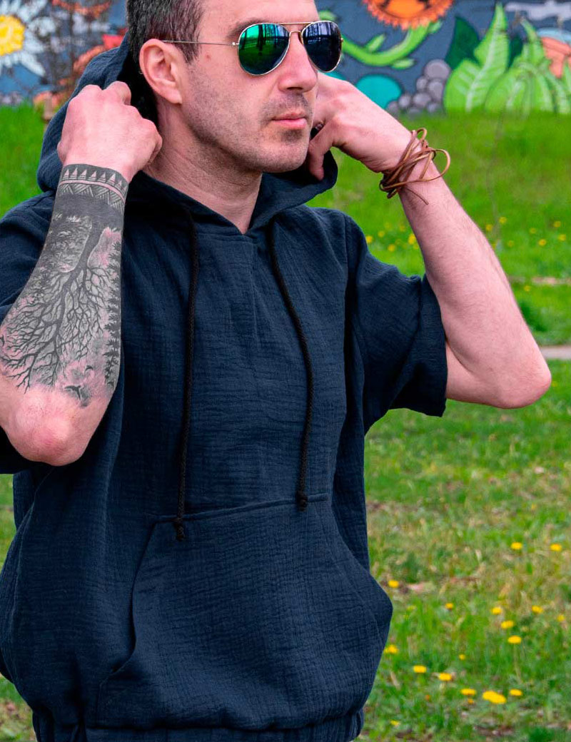 Herren Baumwollhemden blau grün weißes Hemd 2